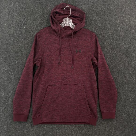 Under Armour Hoodie Men's Small Burgundy ColdGear Pullover Loose Sweatshirt - Picture 1 of 8
